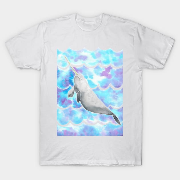 Watercolor Tie-Dye Narwhal T-Shirt by monitdesign